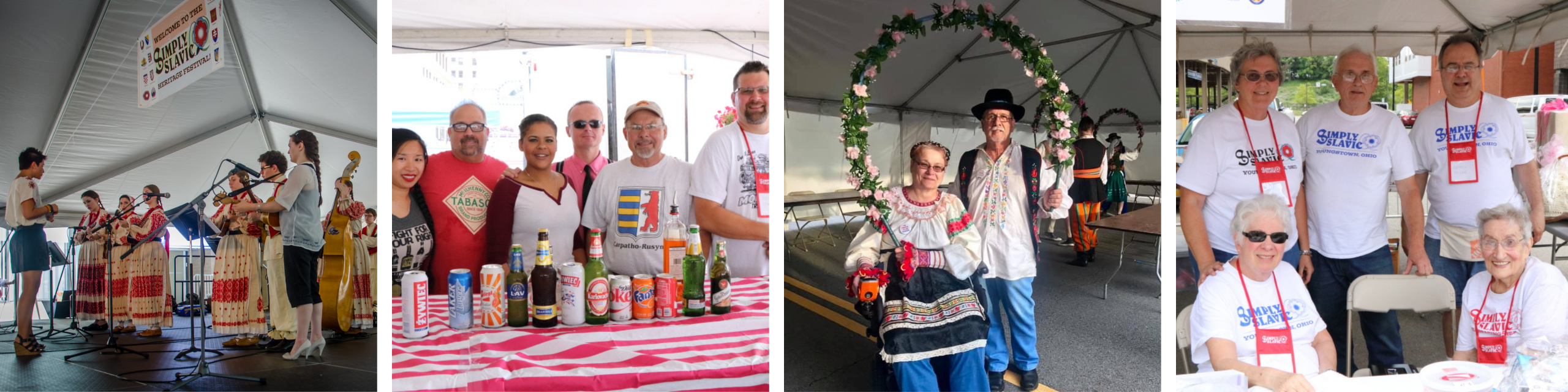 Photo strip with four photos, encouraging people to sponsor Simply Slavic